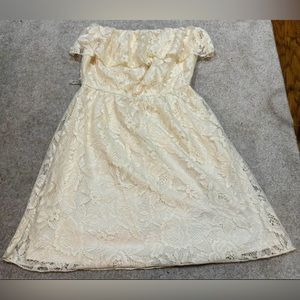 Cream lace strapless dress